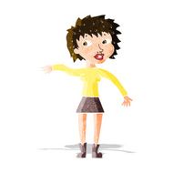 cartoon friendly woman waving N14