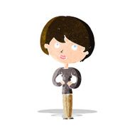 cartoon woman making Who Me? gesture N13