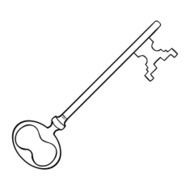 Vector Single Lineart Antique Key N2