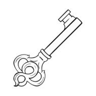 Vector Single Lineart Antique Key N3