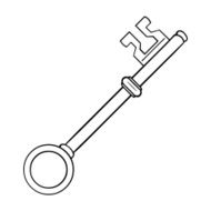 Vector Single Lineart Antique Key N4