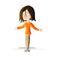 cartoon woman shrugging shoulders N133