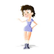 cartoon worried woman in dress pointing N3