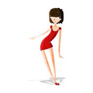 cartoon woman in dress leaning N3