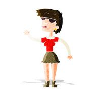 cartoon woman in spectacles waving N3