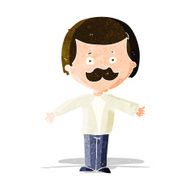 cartoon mustache man with open arms N3