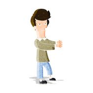 cartoon bored man showing the way N3