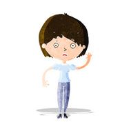 cartoon waving woman N36