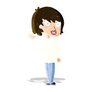 cartoon waving woman N37