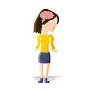 cartoon clever woman shrugging shoulders N2