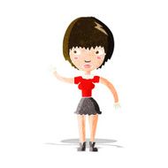cartoon waving woman N39
