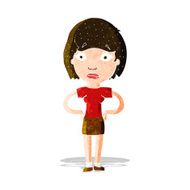 cartoon worried woman N23