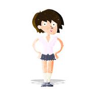 cartoon surprised woman with hands on hips N3