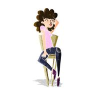 cartoon woman posing on chair N8