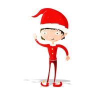 cartoon waving christmas elf N3