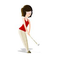 Cartoon Woman Playing Golf N8