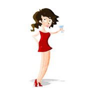 cartoon woman at party N6