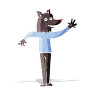 cartoon waving wolf man N2