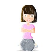 cartoon woman kneeling N3