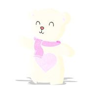 cartoon white teddy bear with love heart N2
