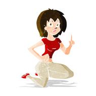 cartoon sitting woman with idea N3