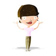 cartoon woman holding arms in air N3