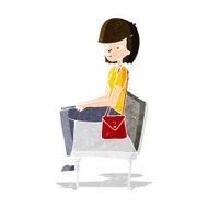 cartoon woman sitting on bench N3
