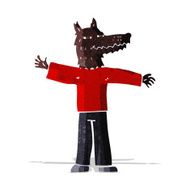 cartoon happy wolf man N3