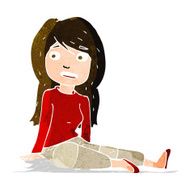 cartoon girl sitting on floor N3