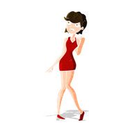 cartoon woman in cocktail dress N6