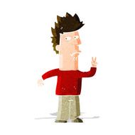 Cartoon Man Giving Peace Sign N18