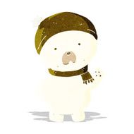 cartoon cute polar bear in winter hat and scarf