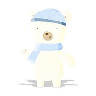 cartoon waving polar bear N12