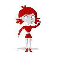 cartoon robot woman waving N5