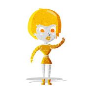 cartoon robot woman waving N6