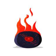 cartoon burning vinyl record