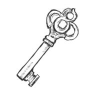 Vector Single Sketch Antique Key