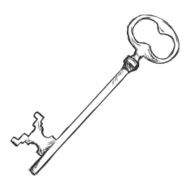 Vector Single Sketch Antique Key N2