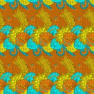 Pattern with ornamental lace flowers and leaves