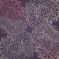 Outlines pattern with flowers and wings