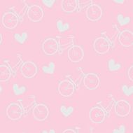 Bikes and hearts seamless vector background