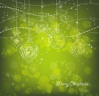 Green Christmas Background With Ornaments