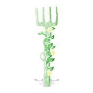 cartoon ornate wooden fork N3