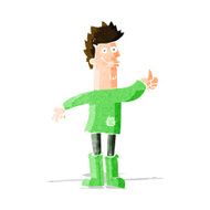 cartoon positive thinking man in rags N3