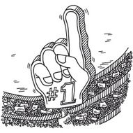Number 1 Fan Hand Stadium Crowd Drawing
