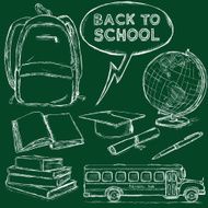 Vector Set of Chalk Sketch Education Objects Back to School