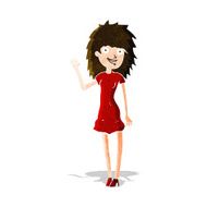 cartoon happy woman waving N3