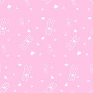 Doodle seamless pattern with rabbits