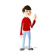 cartoon waving man N37