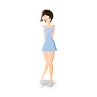 cartoon pretty woman in dress N14